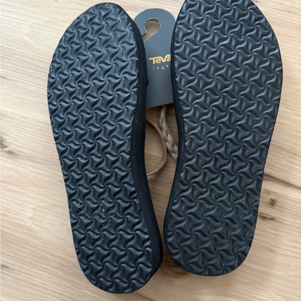 Teva Black Sandals with Tan Patterned Straps - Picture 3 of 3
